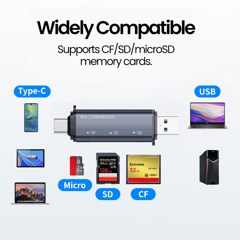 5 IN 1 USB Card Reader Type C  - Microsd Card Tablet 评论和价格